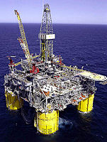 An offshore oil drilling platform