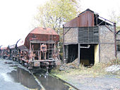 Abandoned coal hopper cars